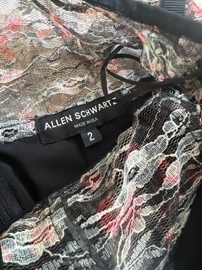 Allen Schwartz Lace Overlay Dress Top in Black, Cream & Pink